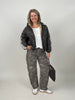 Steppjacke mit Streifen in Mokka