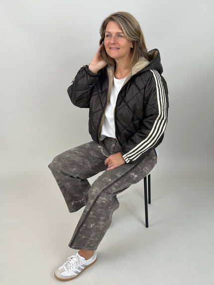 Steppjacke mit Streifen in Mokka