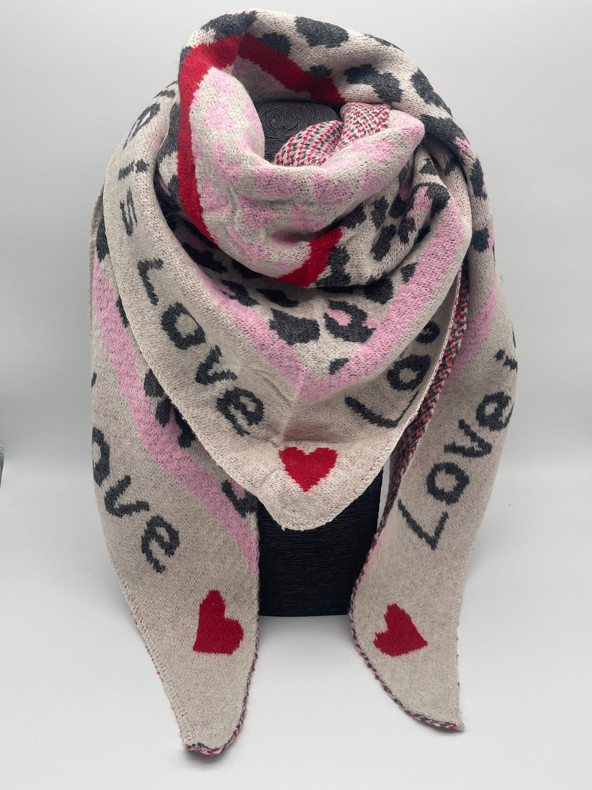 Dreieckstuch Leo Love Creme/Rot
