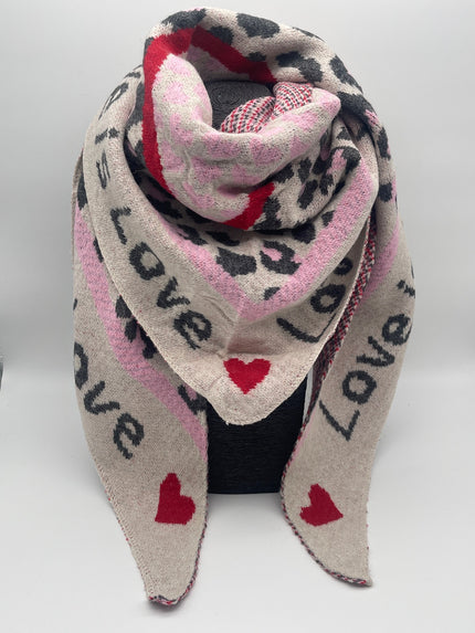 Dreieckstuch Leo Love Creme/Rot