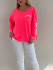 Sweatshirt mit Schriftzug im Rücken in Neonpink Artikel 6320