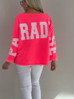 Sweatshirt mit Schriftzug im Rücken in Neonpink Artikel 6320