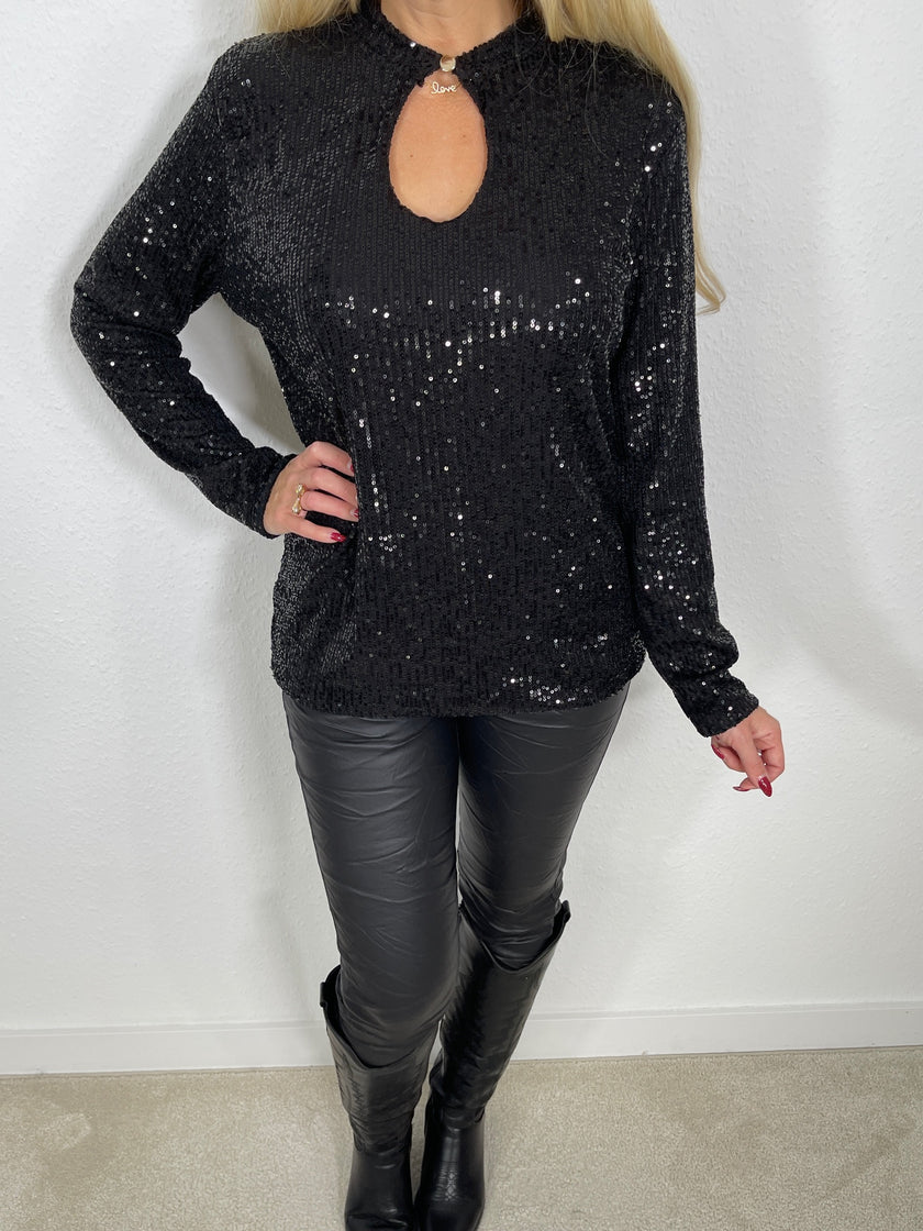 Langarmshirt Pailletten in versch. Farben