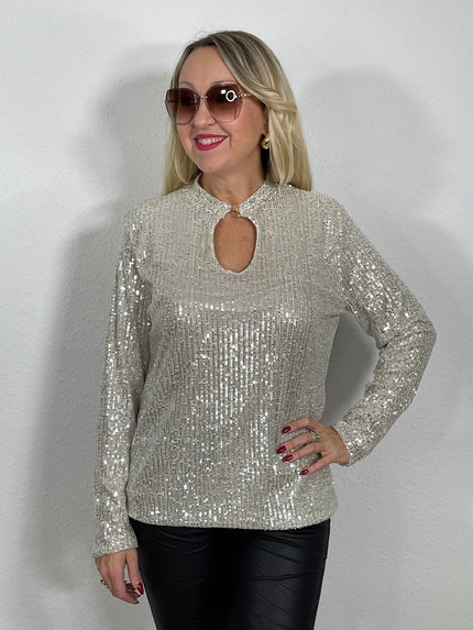 Langarmshirt Pailletten in versch. Farben