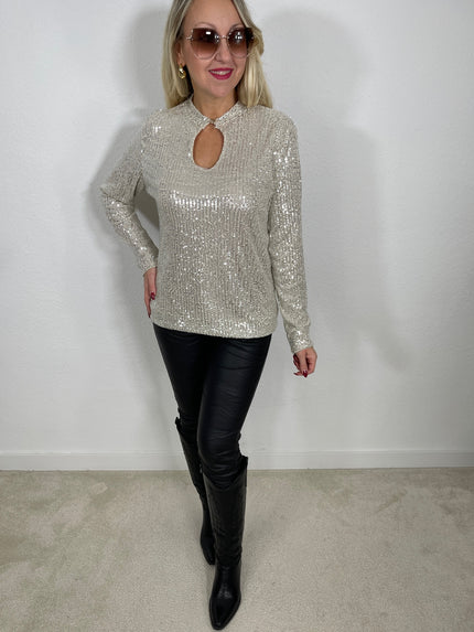 Langarmshirt Pailletten in versch. Farben