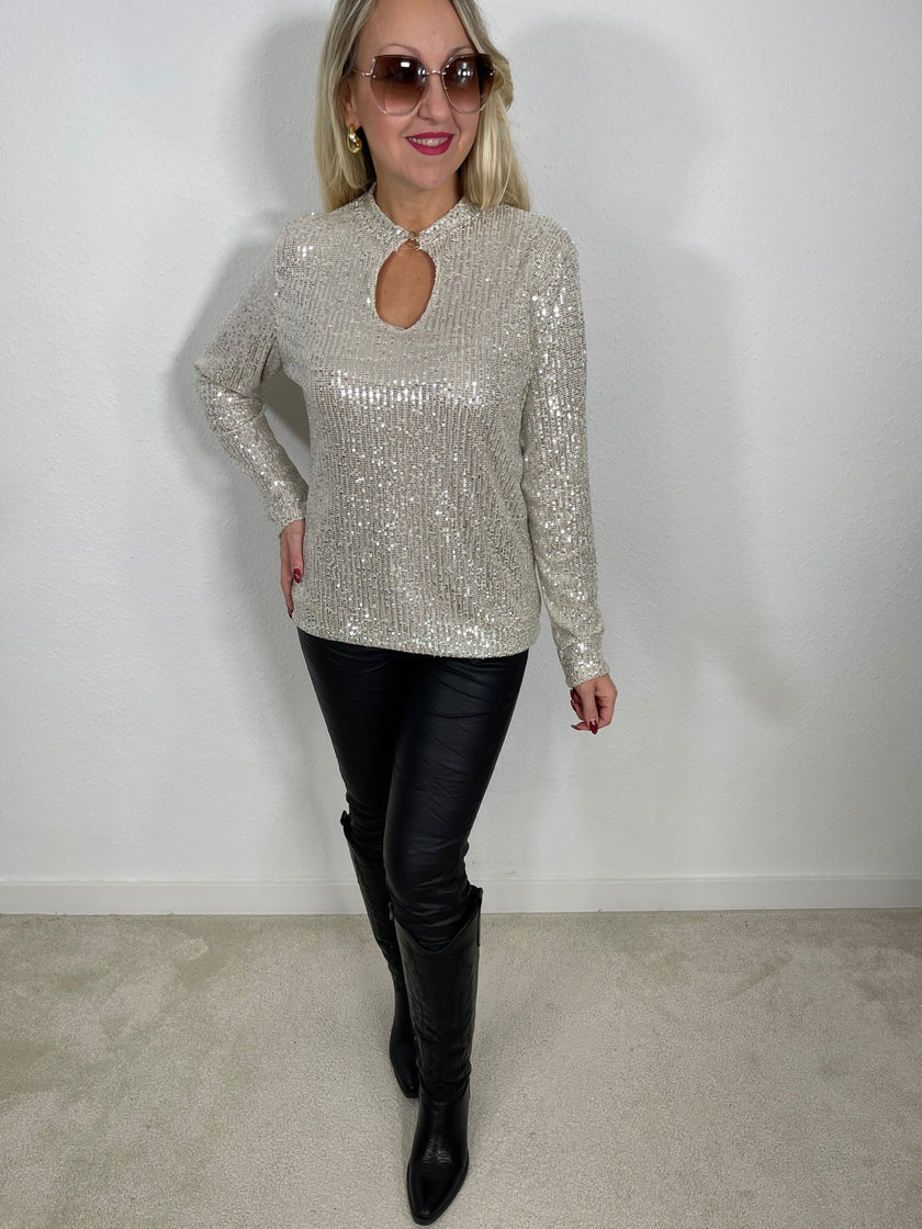 Langarmshirt Pailletten in versch. Farben