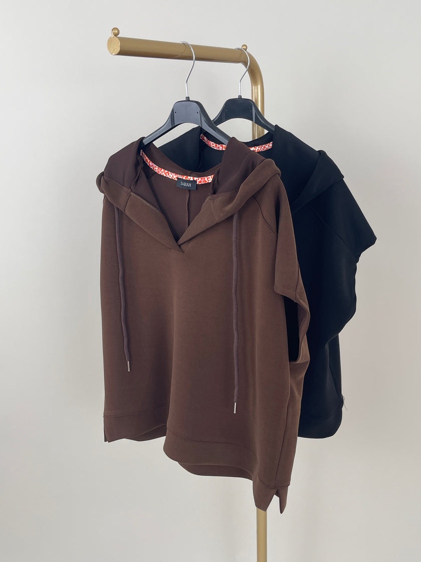 Sweatshirt Kurzarm mit Kapuze in versch. Farben Art. 6314