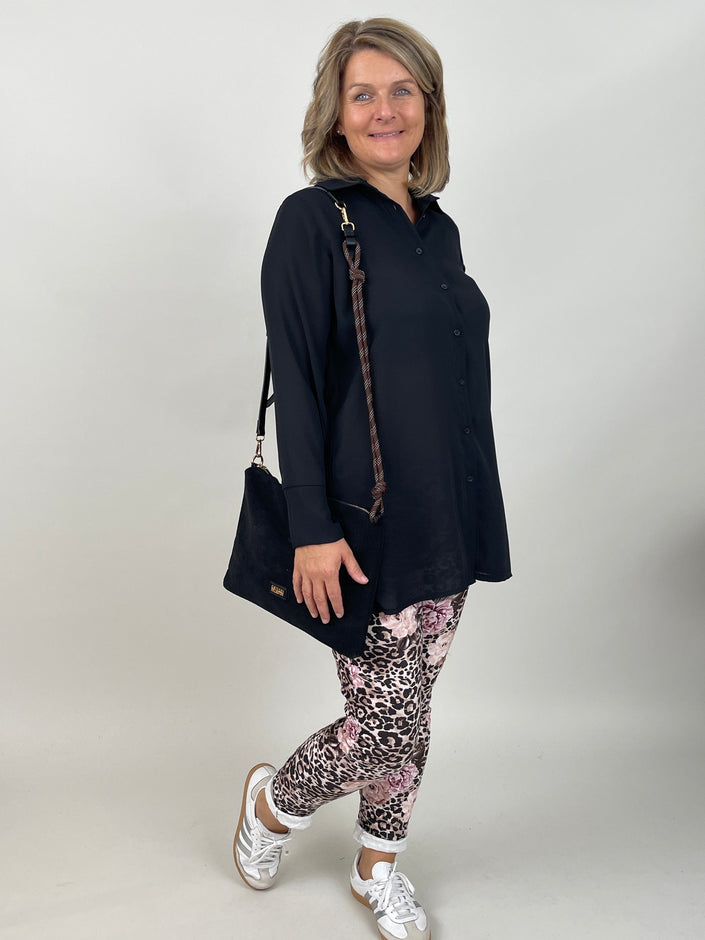 Lässige Longbluse in Schwarz