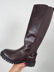 Stiefel mit Stretcheinsatz in Mokka