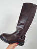Stiefel mit Stretcheinsatz in Mokka
