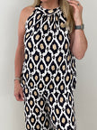 Neckholder Top Kofferstoff Muster in Schwarz/Beige Artikel 5967