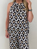 Neckholder Top Kofferstoff Muster in Schwarz/Beige Artikel 5967