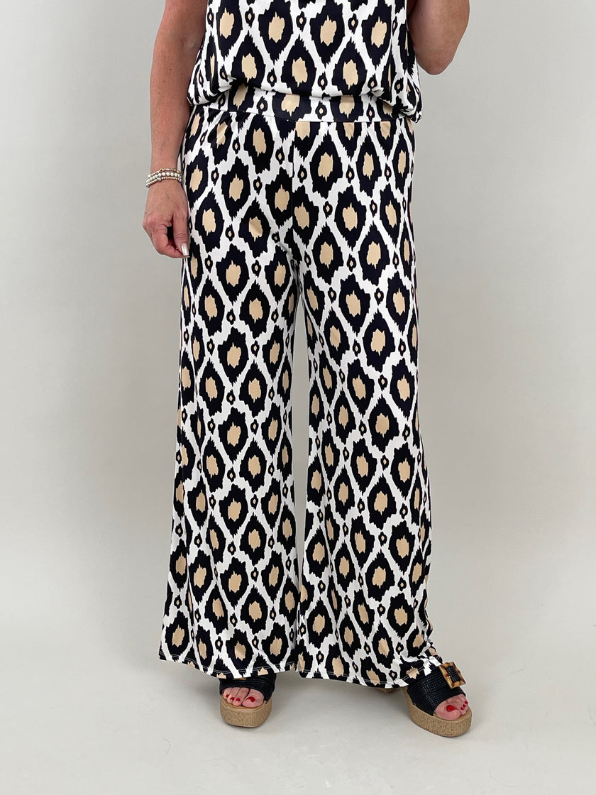Marlene Hose Kofferstoff Muster in Schwarz/Beige Artikel 5961