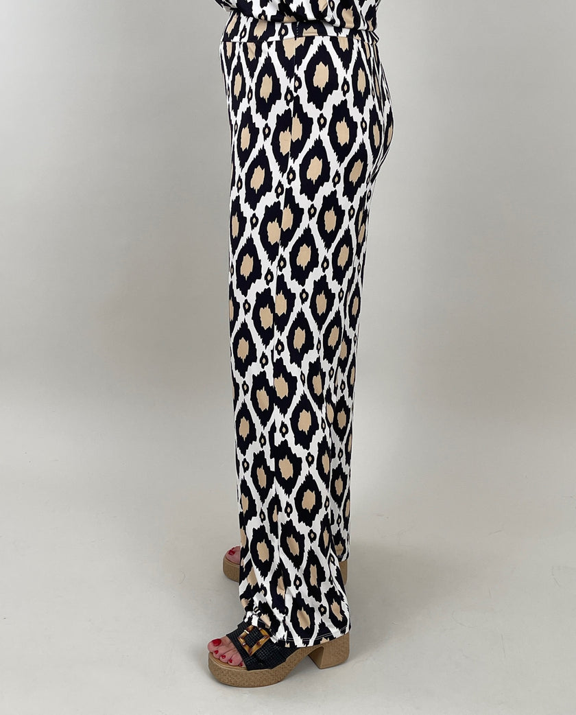 Marlene Hose Kofferstoff Muster in Schwarz/Beige Artikel 5961