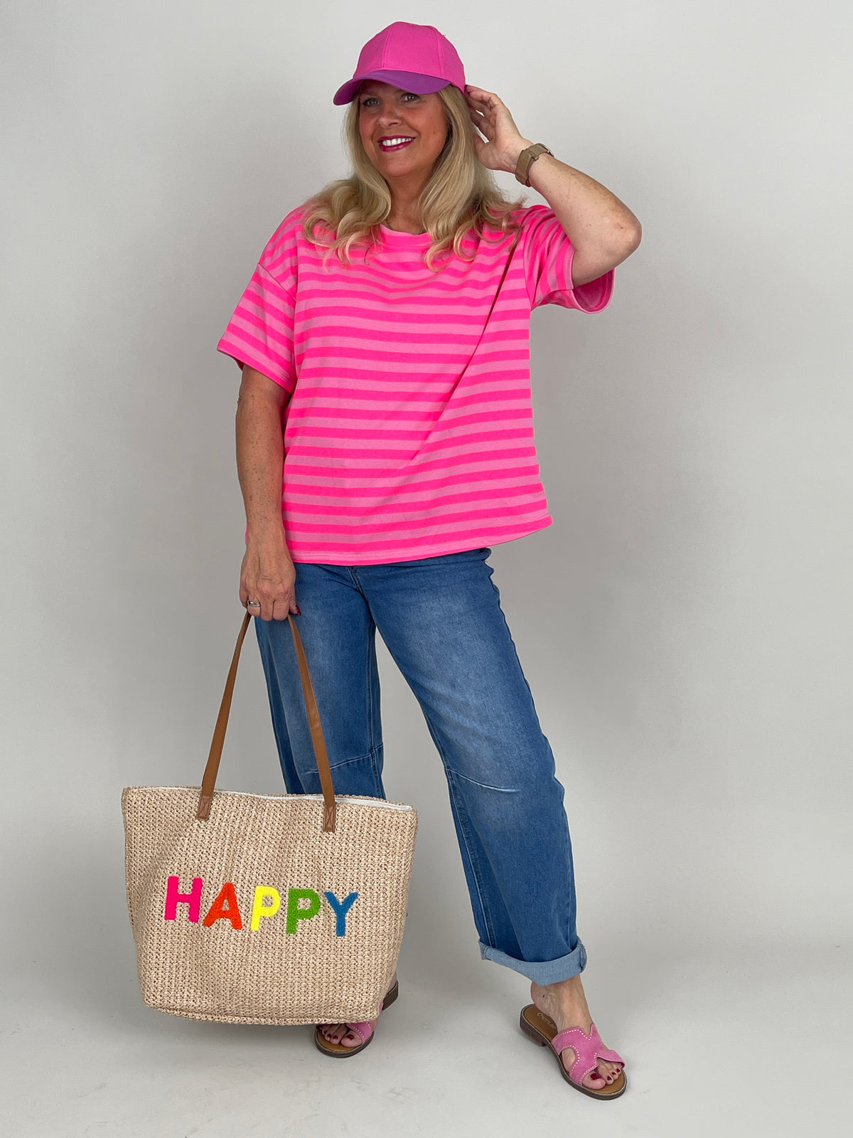 T-Shirt schmale Streifen in Rosa/Pink