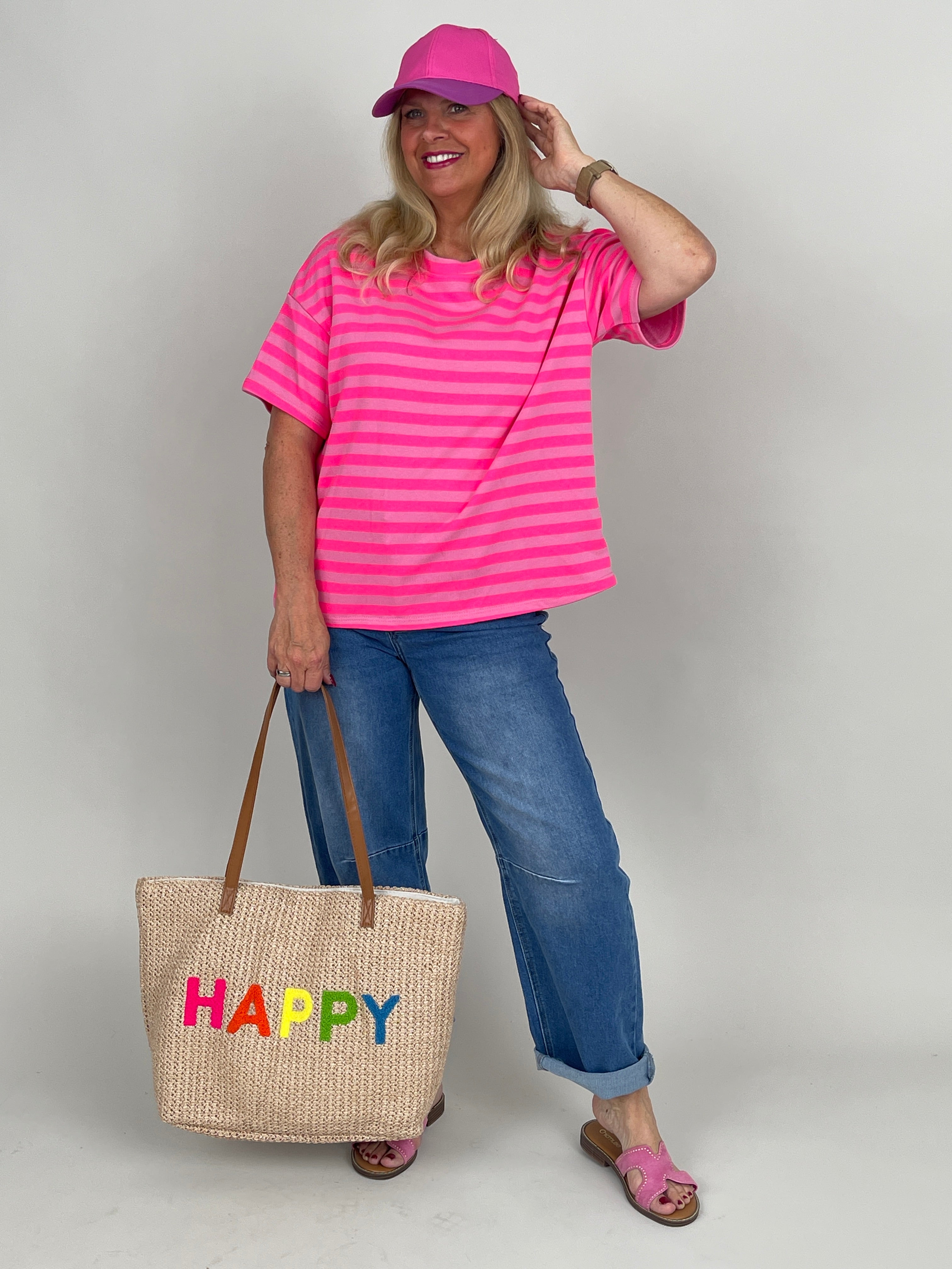 T-Shirt schmale Streifen in Rosa/Pink