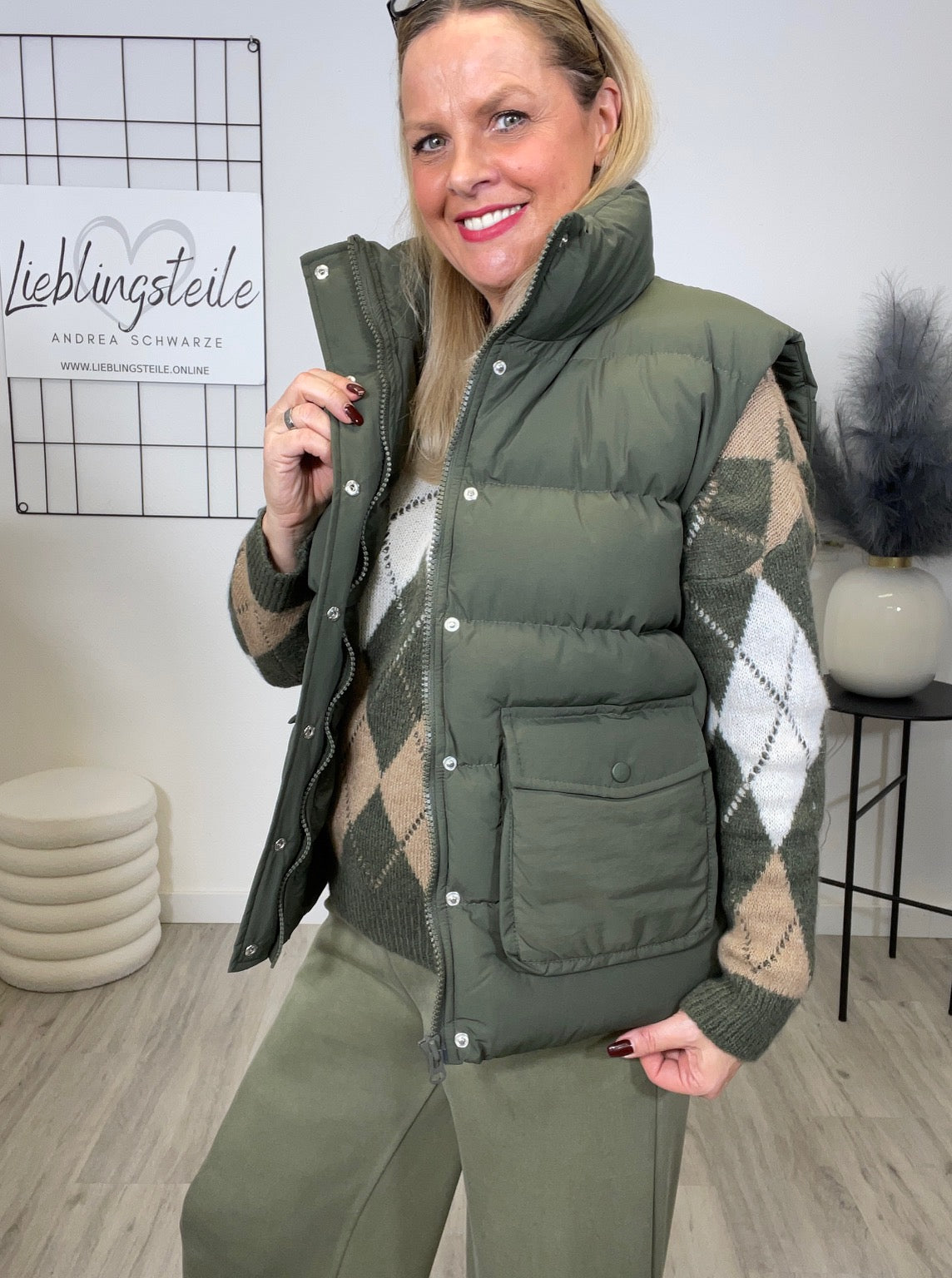 Steppweste in Khaki