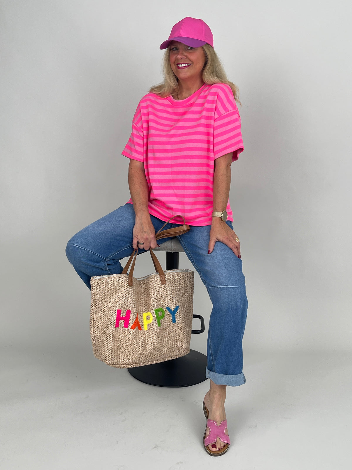 T-Shirt schmale Streifen in Rosa/Pink