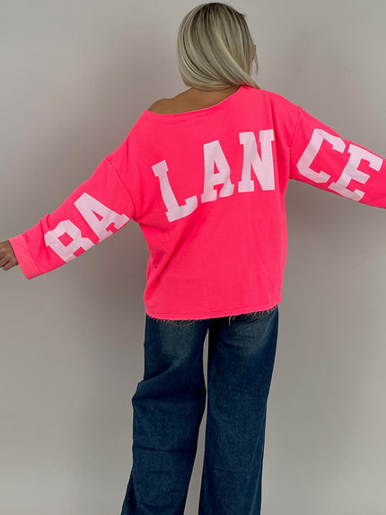 Sweatshirt mit Schriftzug im Rücken in Neonpink Artikel 6320