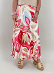 Rock Kofferstoff Muster in Beige/Rot/Pink Artikel 5960