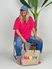 T-Shirt schmale Streifen in Rot/Pink