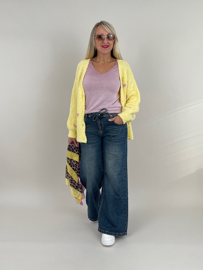 Cardigan Bouclé Herzmuster in Gelb Artikel 6371