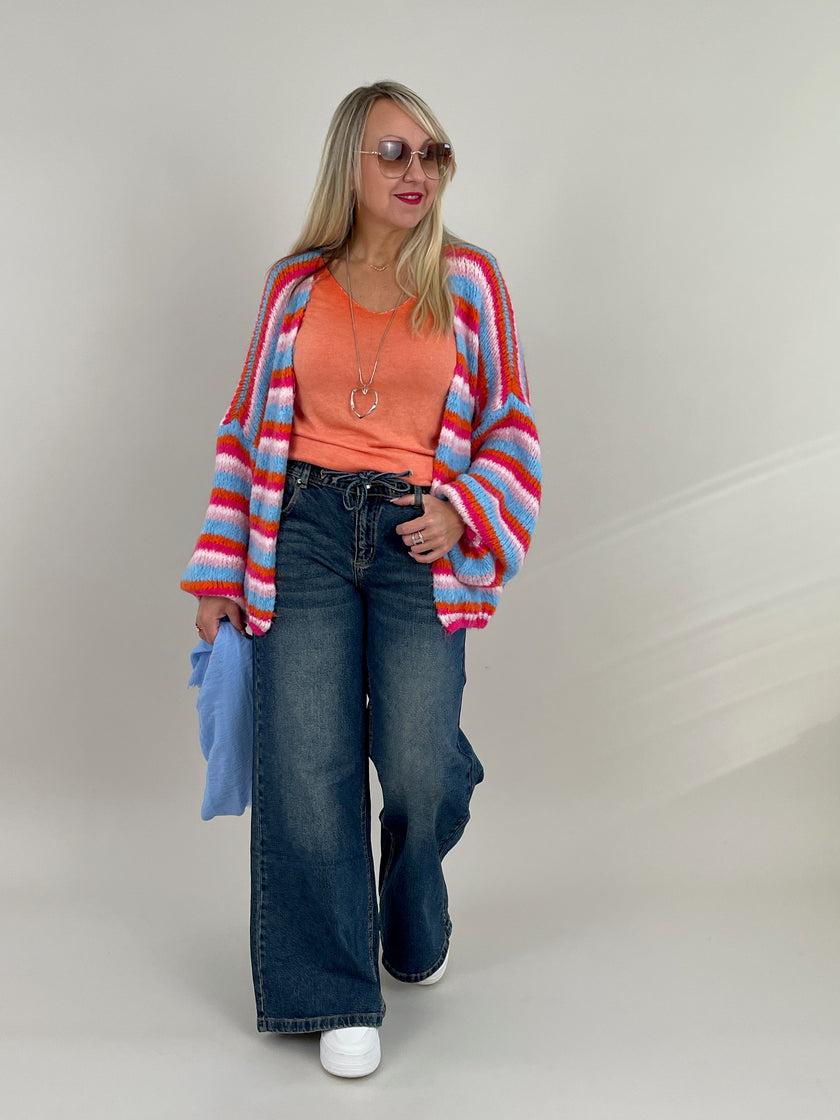 Cardigan Streifen in Pink/Orange Artikel 6362