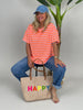 T-Shirt schmale Streifen in Orange/Rosa