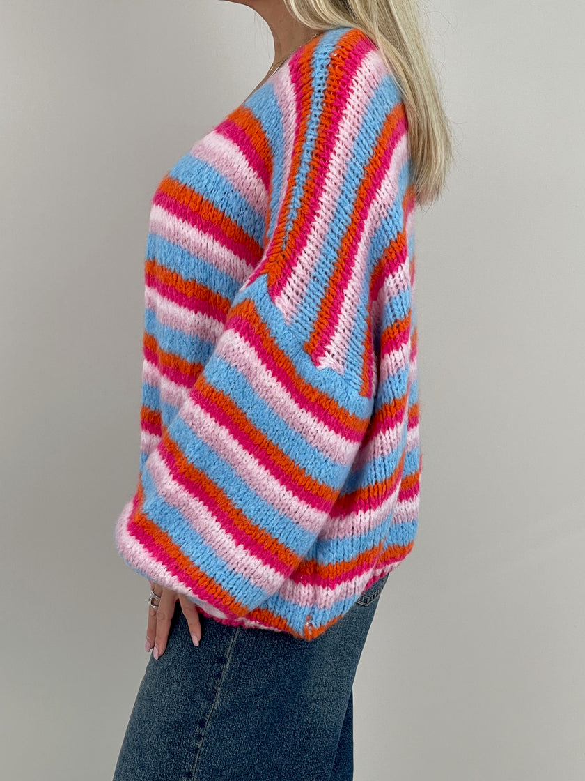 Cardigan Streifen in Pink/Orange Artikel 6362