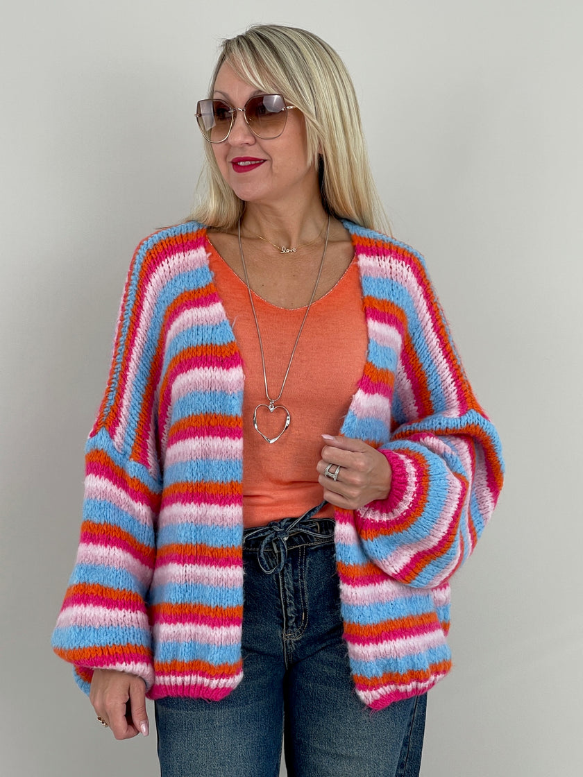 Cardigan Streifen in Pink/Orange Artikel 6362