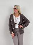 Cardigan Bouclé Herzmuster in Taupe Artikel 6370