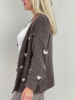 Cardigan Bouclé Herzmuster in Taupe Artikel 6370
