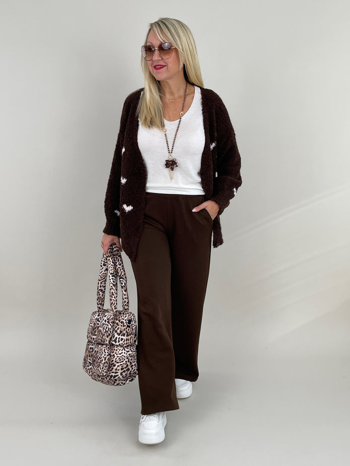 Cardigan Bouclé Herzmuster in Mokka Artikel 6369