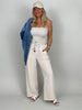 Bandeau-Top gesmokt Uni in Beige