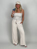 Bandeau-Top gesmokt Uni in Beige