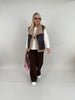 Weste Teddyfell und Lederoptik Braun Art. 6345