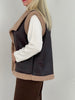 Weste Teddyfell und Lederoptik Braun Art. 6345