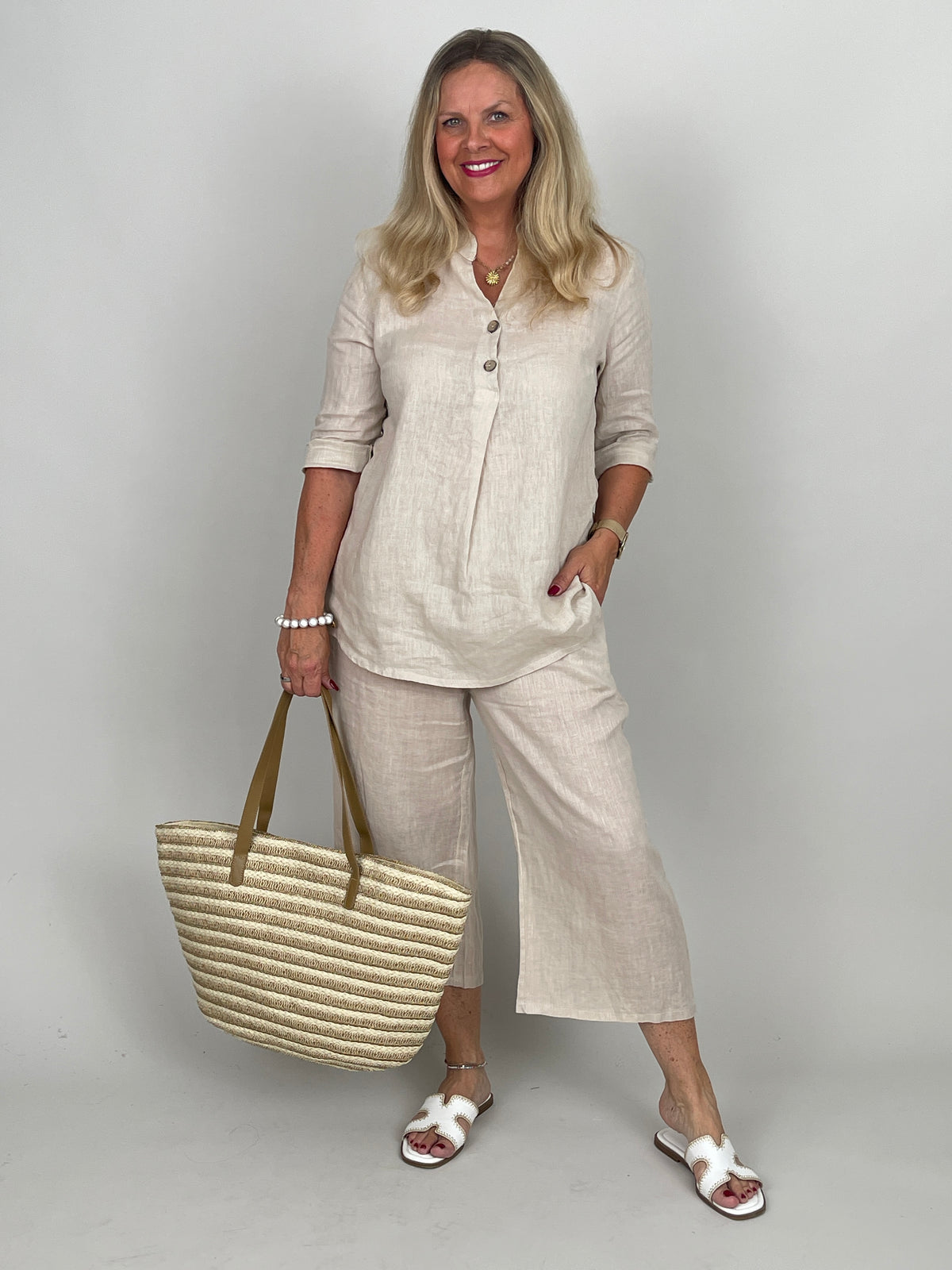 Tunika Leinen in Beige