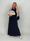 Neckholder-Kleid Maxi Uni in Schwarz