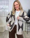 Cardigan Rauten Muster in Mokka/Beige Art. 6613