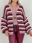 Cardigan Streifen in Bordeaux/Rosa Artikel 6363