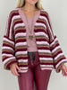 Cardigan Streifen in Bordeaux/Rosa Artikel 6363