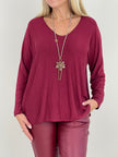 Langarmshirt Feinstrick Bordeaux Art. 6396
