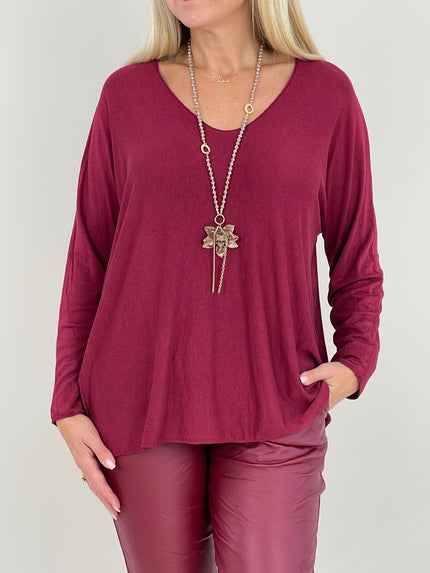 Langarmshirt Feinstrick Bordeaux Art. 6396