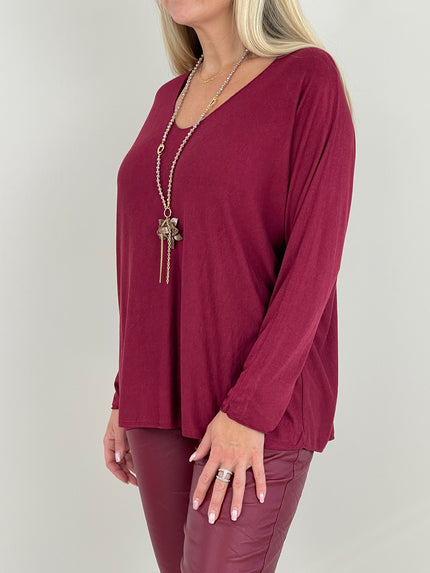 Langarmshirt Feinstrick Bordeaux Art. 6396