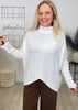 Pullover Uni Fledermaus-Ärmel in Offwhite