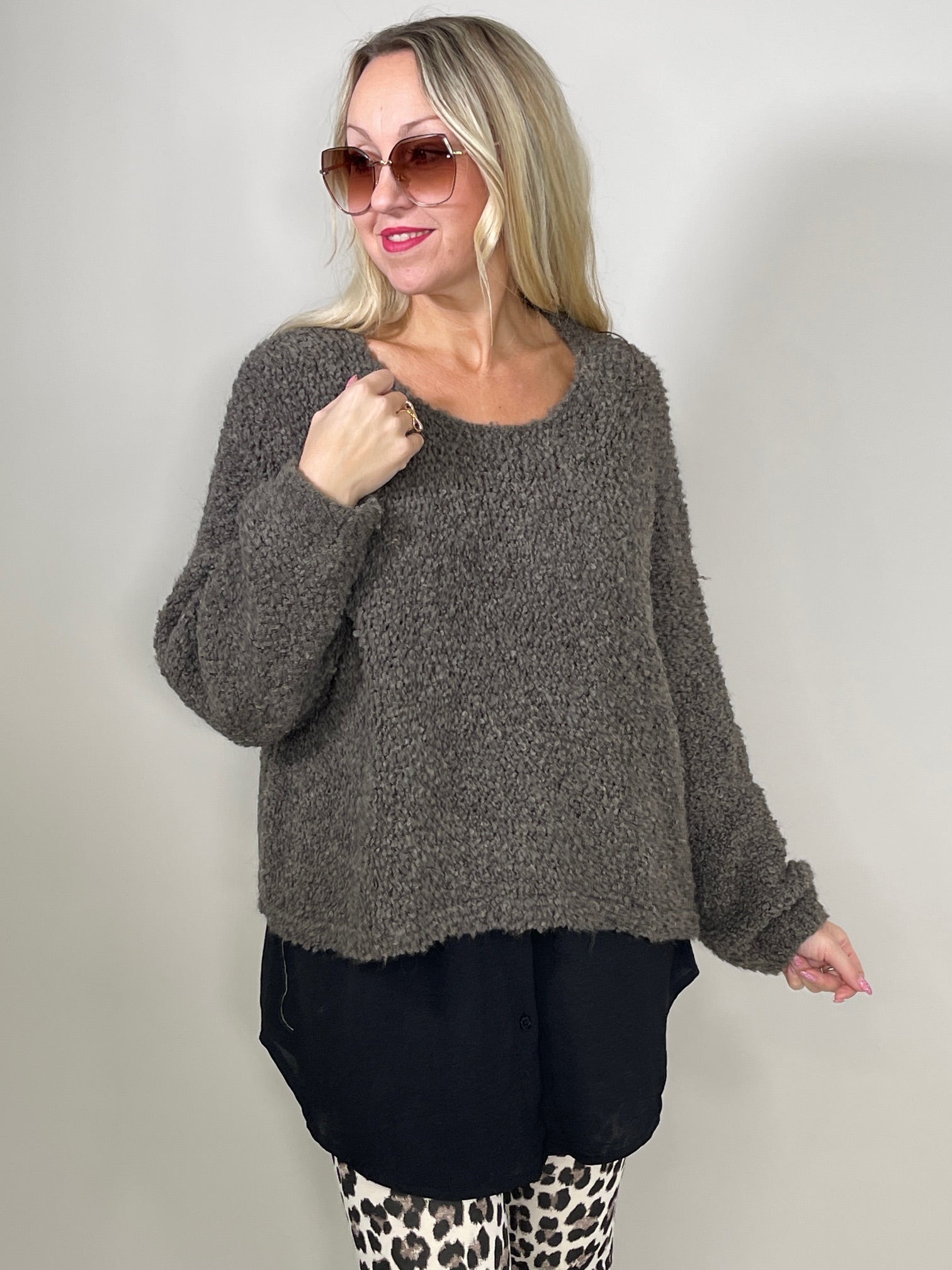 Pullover Bouclé Langarm in versch. Farben Artikel 5381