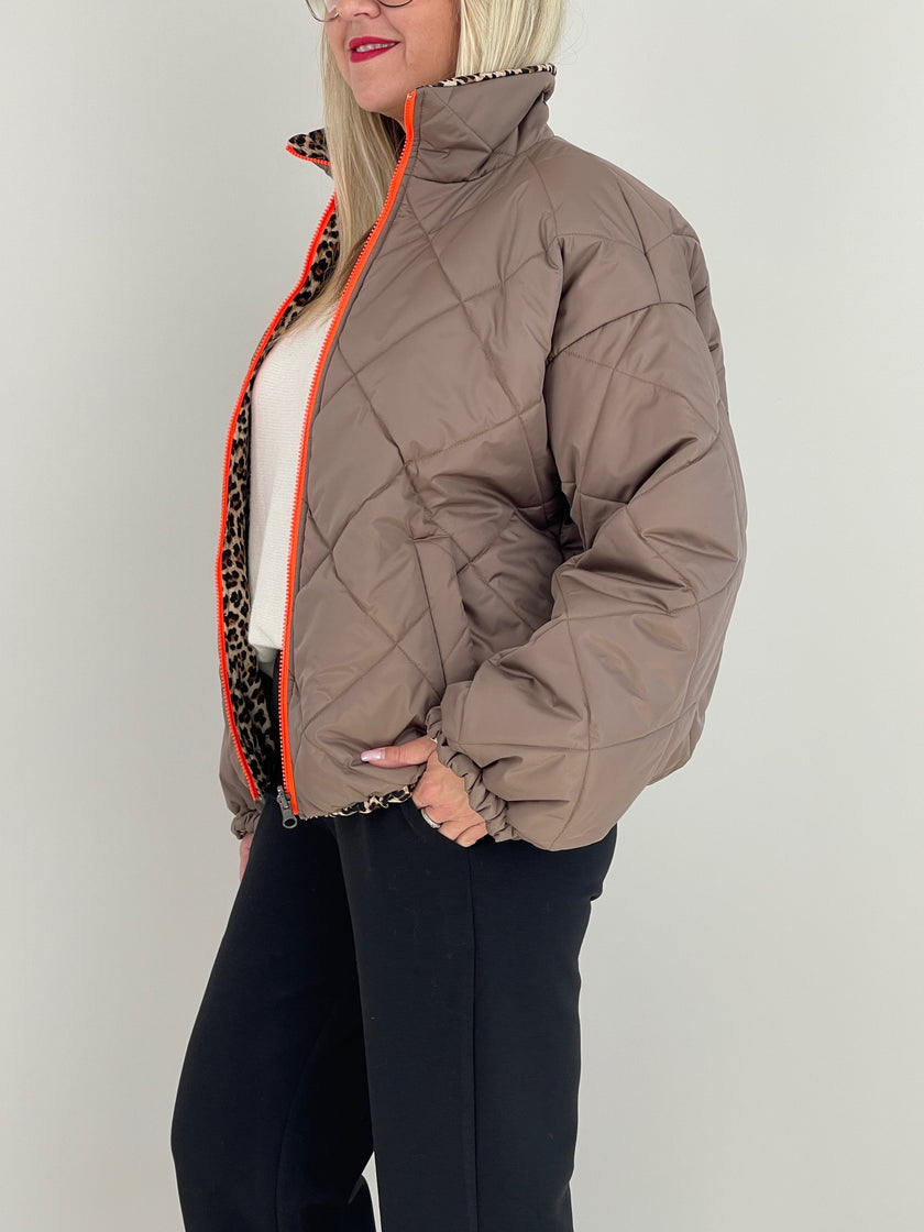 Wendejacke in Taupe/Leo mit Neon Artikel 6376