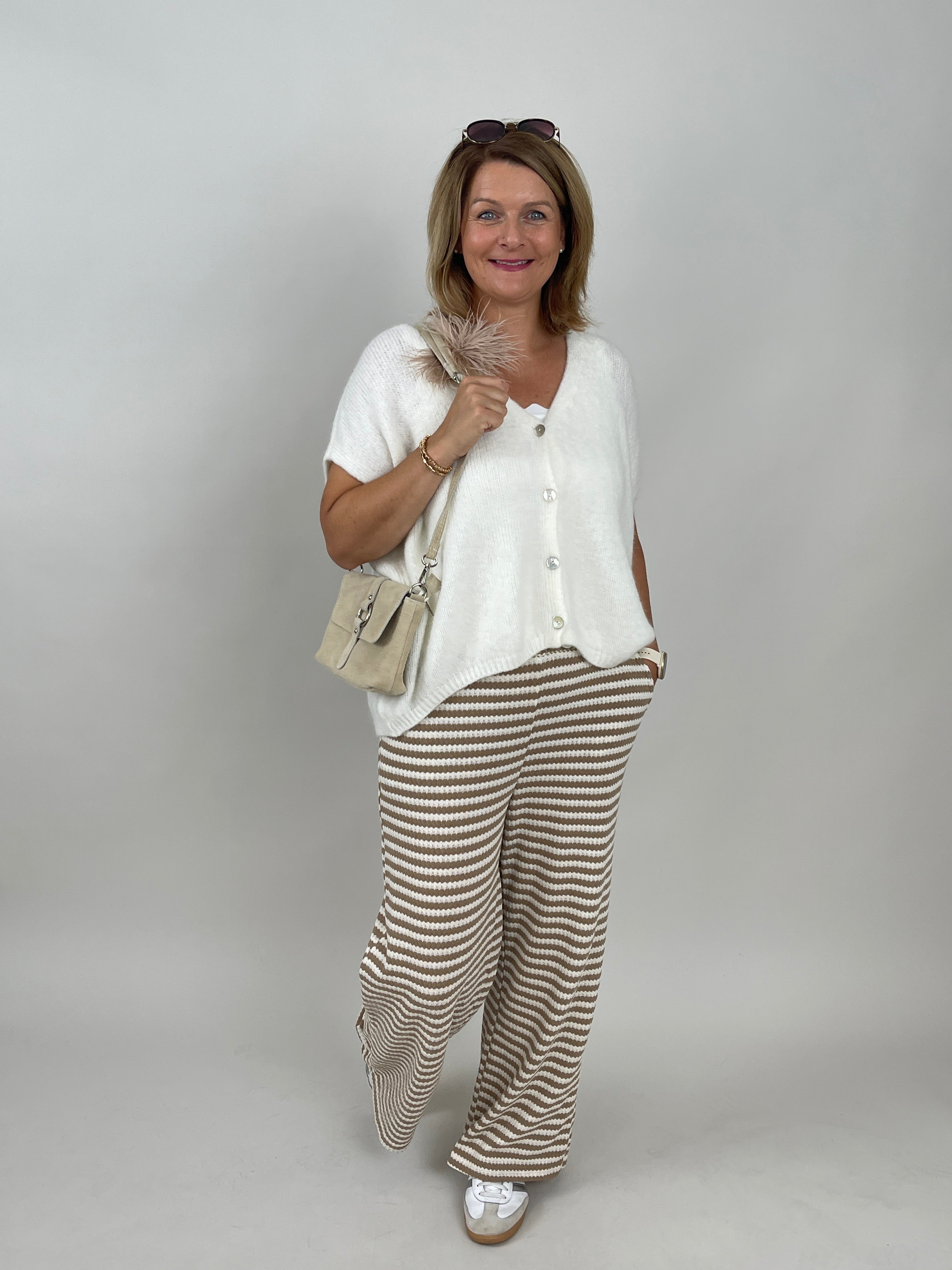Strickhose Streifen in Camel