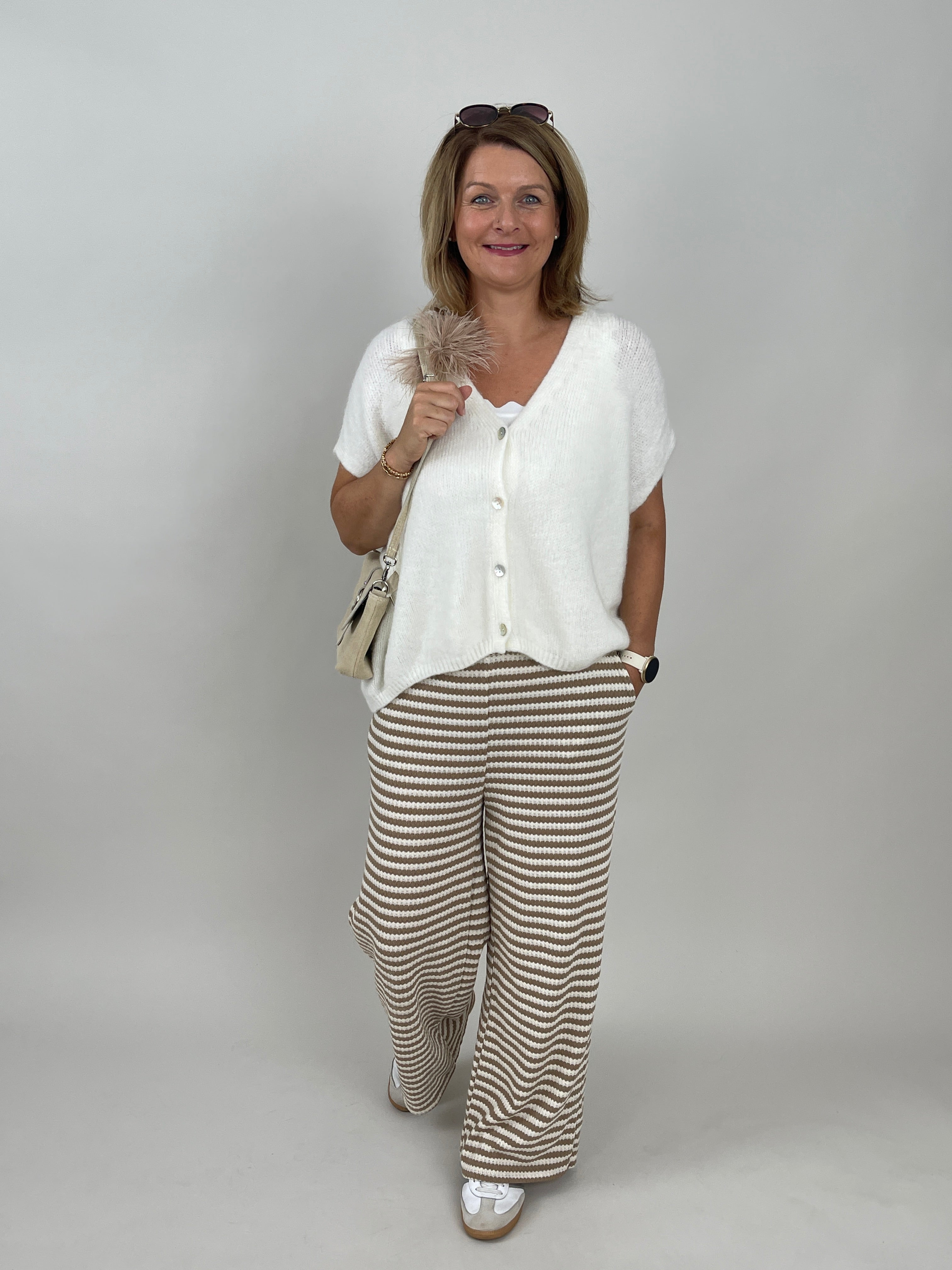 Strickhose Streifen in Camel